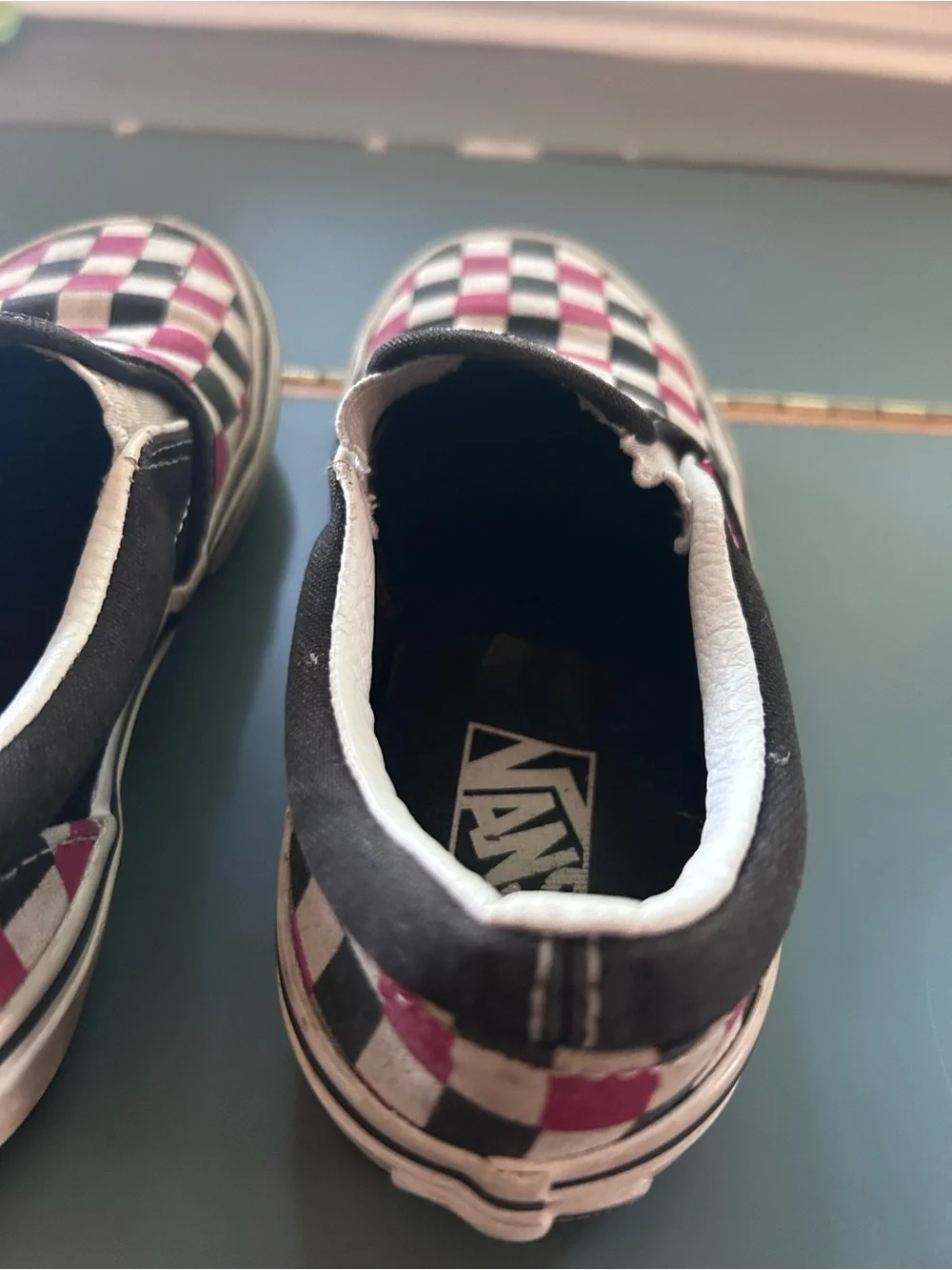 Vans Kids Slip-On Checkerboard Sneakers - Black & Burgundy